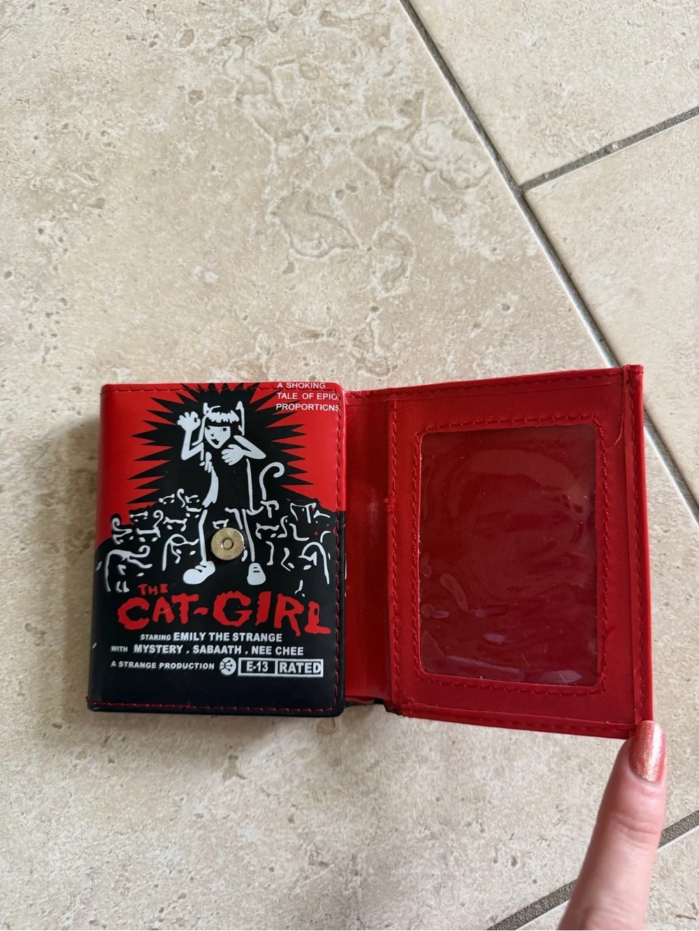 Rare Emily the Strange The Cat Girl Bi-fold Wallet 90s Y2K Emo Goth